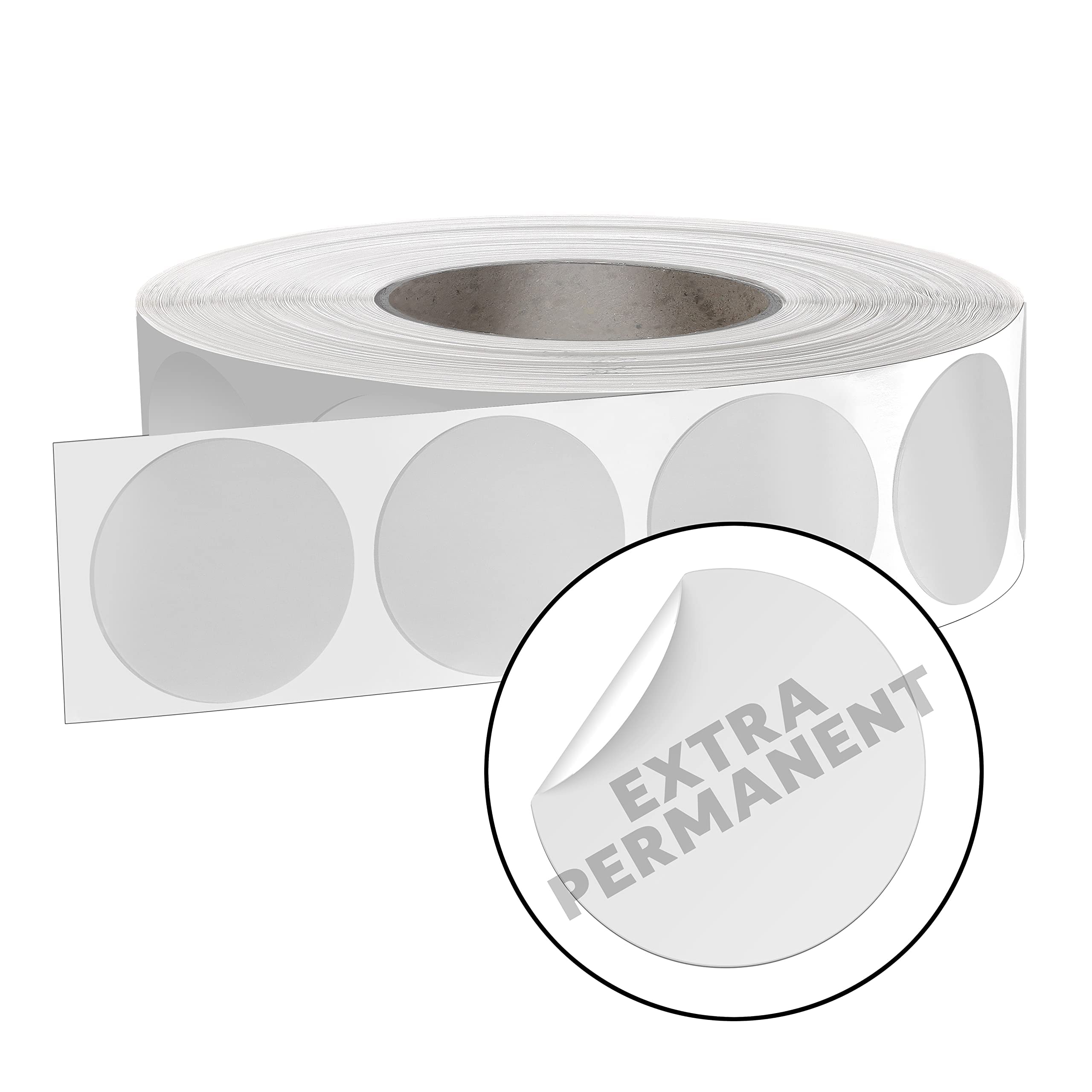 Verschlussetiketten transparent rund in verschiedenen Formaten permanent oder ablösbar Klebepunkte Verschlußetiketten, auch mit Perforation (50 mm, extra permanent)