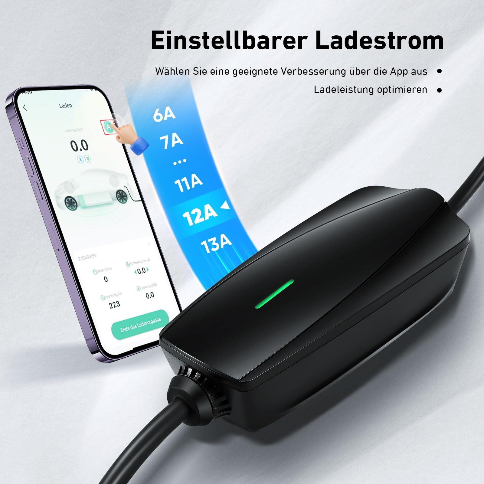 EVJUICION Chargeur Voiture Electrique 16A 3,68kW 6 Mètres Cable Recharge Voiture Electrique Portable Avec Sac, EV Chargeur Type 2 Domestique Rapide Avec Voyant LED [IP67 Bleu