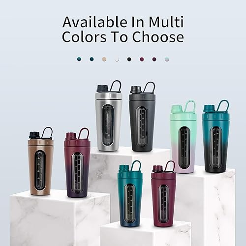 Miniatura 7 de TOOFEEL Botellas agitadoras para mezclas de proteínas, coctelera de proteínas de acero inoxidable de 28 onzas con 2 bolas agitadoras, no se mantiene