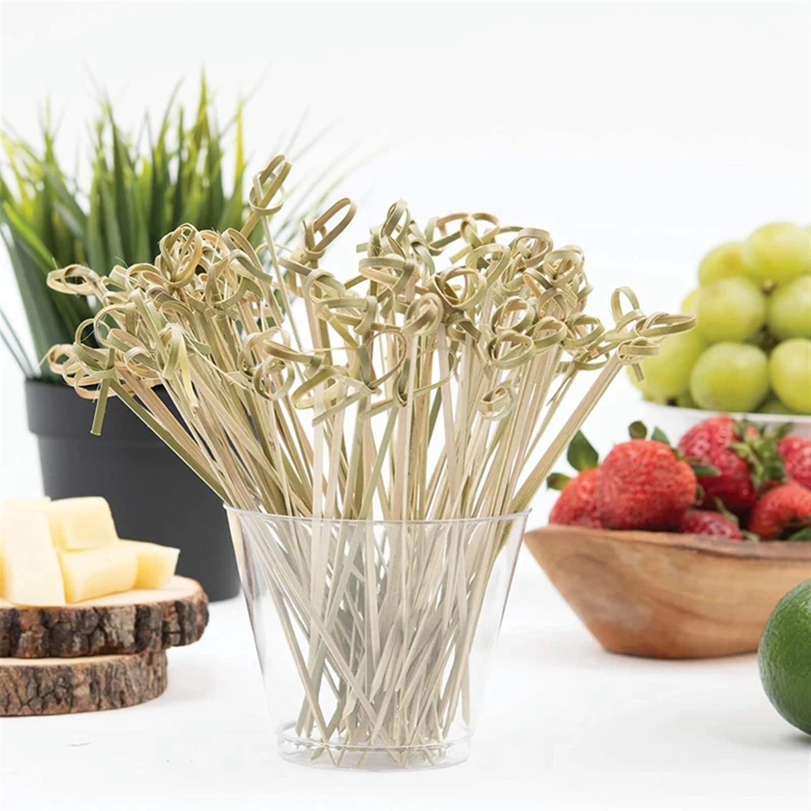 Confezione da 300/900 Plettri da cocktail in bambù Stuzzicadenti da cocktail Spiedini di bambù Stuzzicadenti for antipasti 4 pollici(900 pieces)