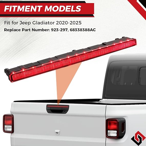 Third 3rd Brake Light fit for Jeep Gladiator 2020-25 High Mount Stop Light