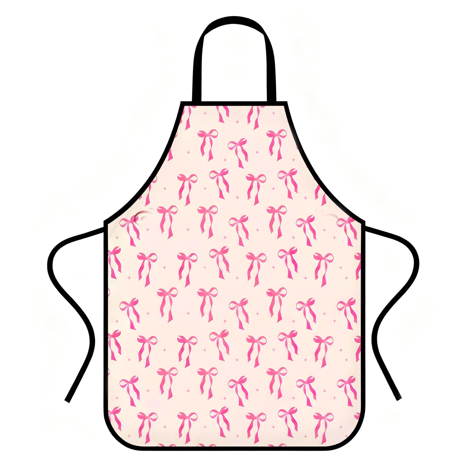Orsefeliy Bow Aprons for Women, Adjustable Pink Apron, Bows Waterproof Apron, Practical Pink Kitchen Accessories, Durable Bow Aprons for Kitchen, Gardening, Barbecue, Coffee & Salon