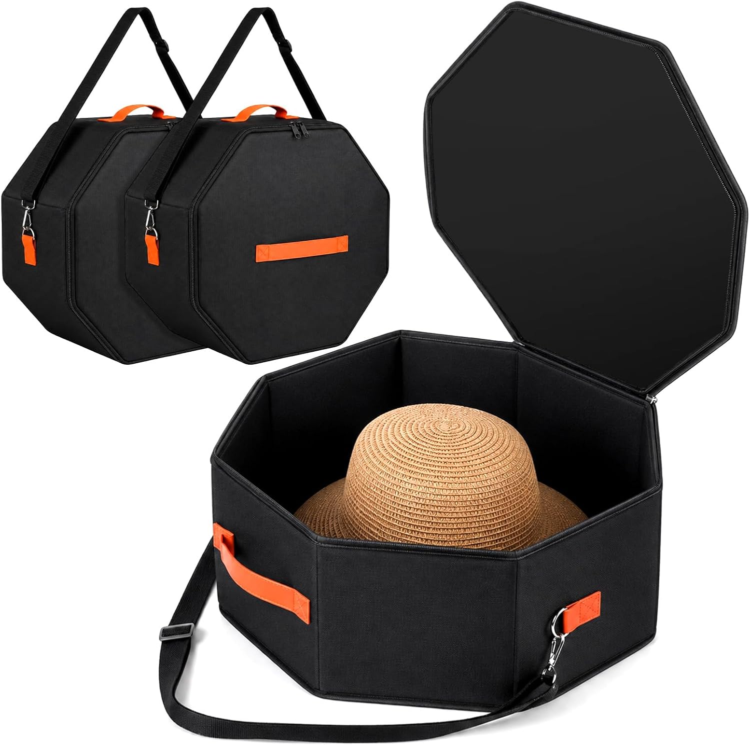 2 Pcs Cowboy Hat Box for Storage, Foldable Sturdy Hat Case for Travel
