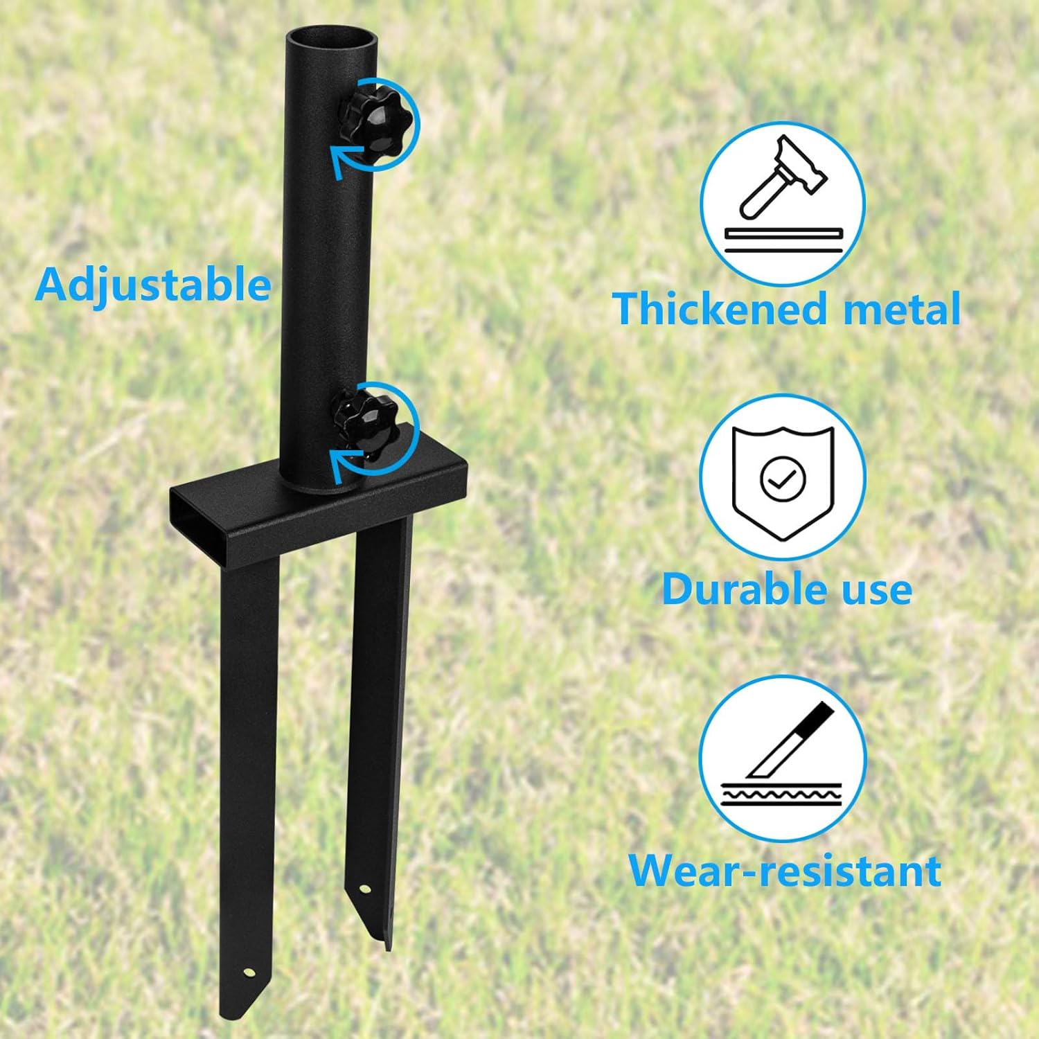 Flag Spike Ground Stake, Ajustable Metal Flag Pole Stakes, Feather Flag Stake Base, Ground Spike Flag Pole Holder, Ground Outdoor Banner Stakes for Garden Lawn Suitable for 0.5-1 inch Rods - Image 7