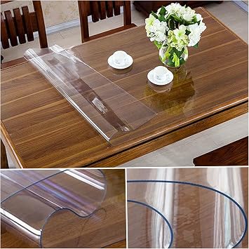 PVC Table Protector Table Cover Transparent Waterproof Clear Plastic Tablecloth (Transparent 1.5 mm, 100x200 cm)