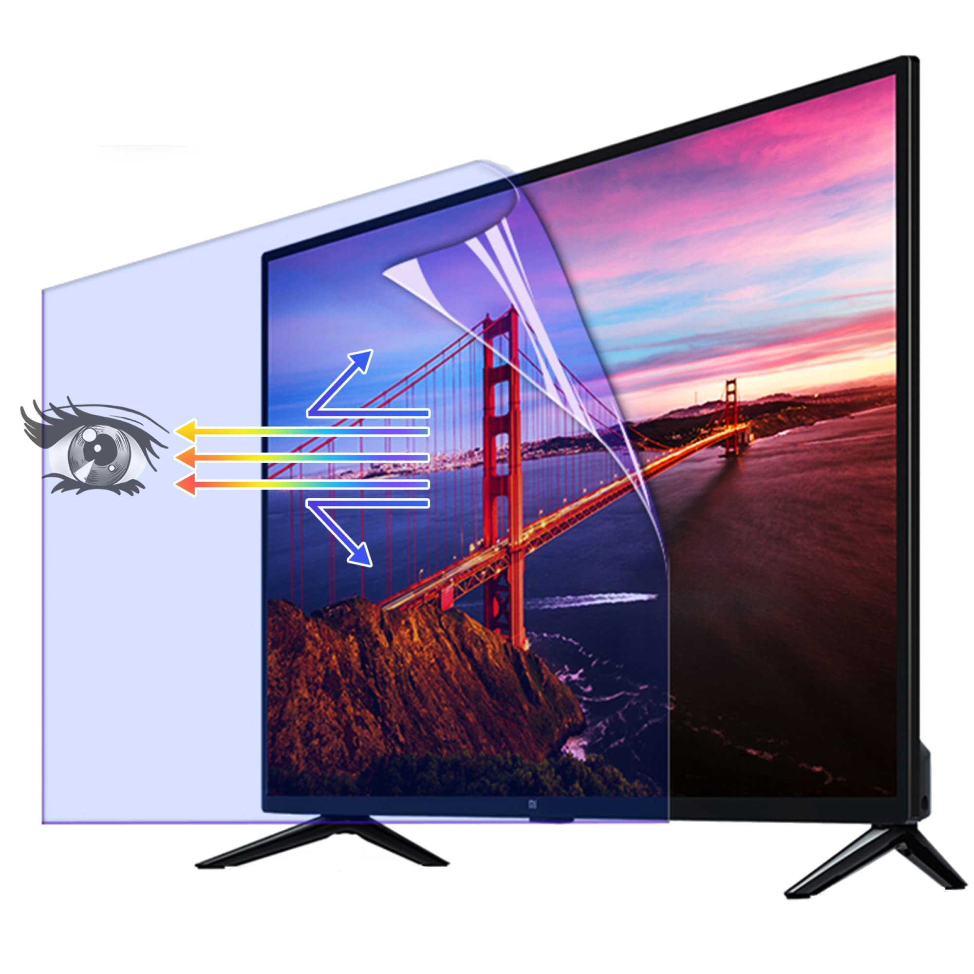 Anti-Glare Tv Creen Protector for 43 Inch, Can Block Harmful Blue Light, Anti Scratch/Fiter Out UV, Can Reduce Computer Eye Fatigu / 50in 43.34inx24.40in