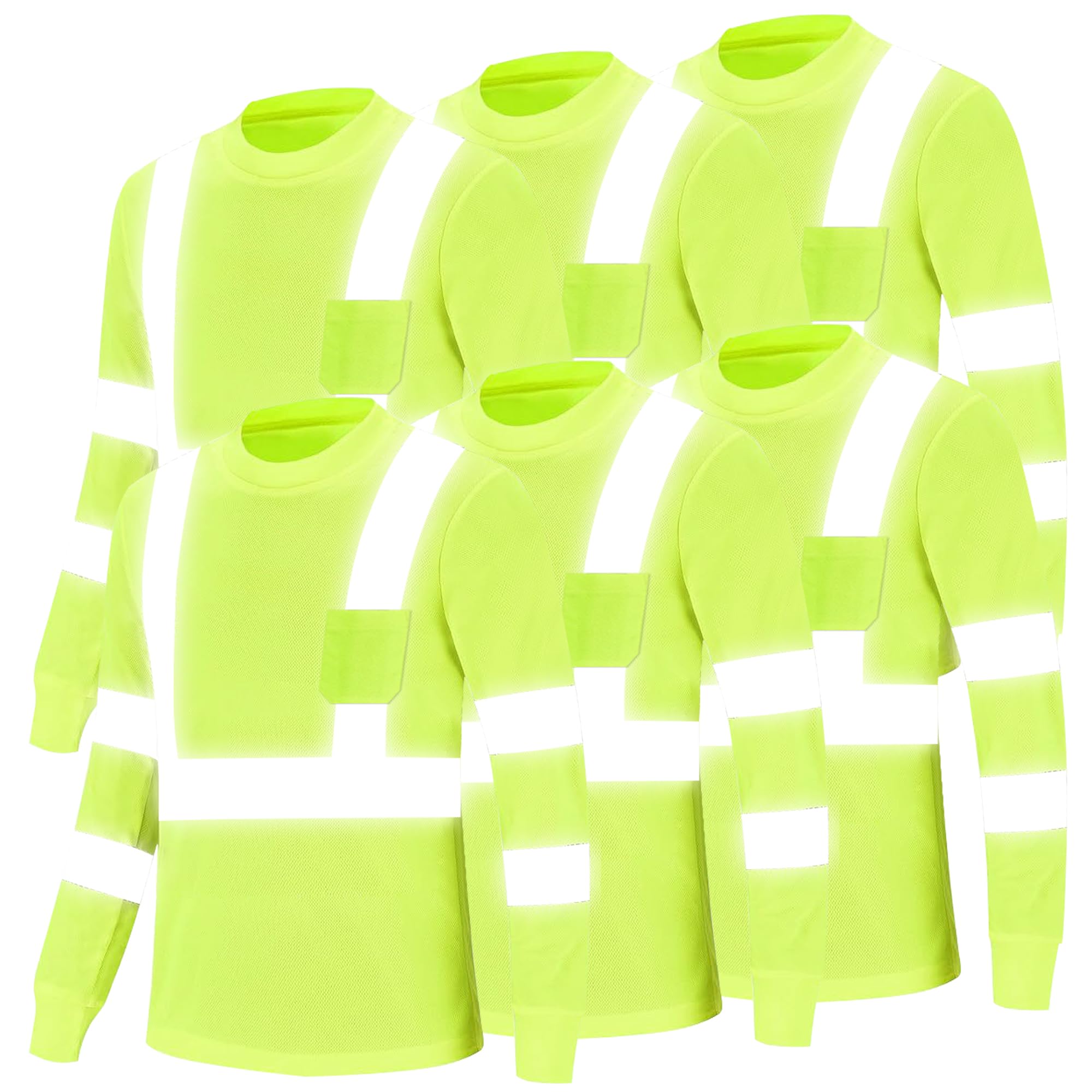 New Olym Reflective Safety Shirts Long Sleeve High Visibility Reflective Breathable T Shirts for Work Construction Class 3