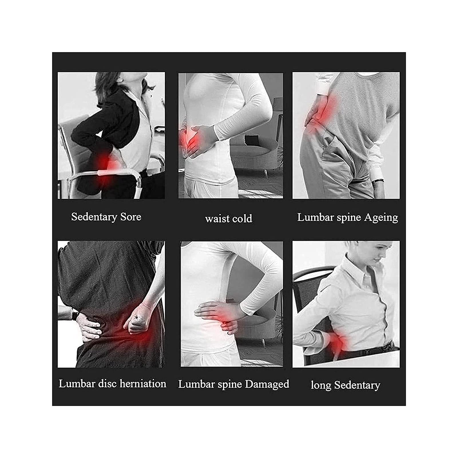 Calentamiento automático Espalda Brace Cinturón de Soporte Lumbar Brace de Espalda Baja Alivio del Dolor para Mujeres Hombres Hernia de Disco Ciática Escoliosis con extraíble ()