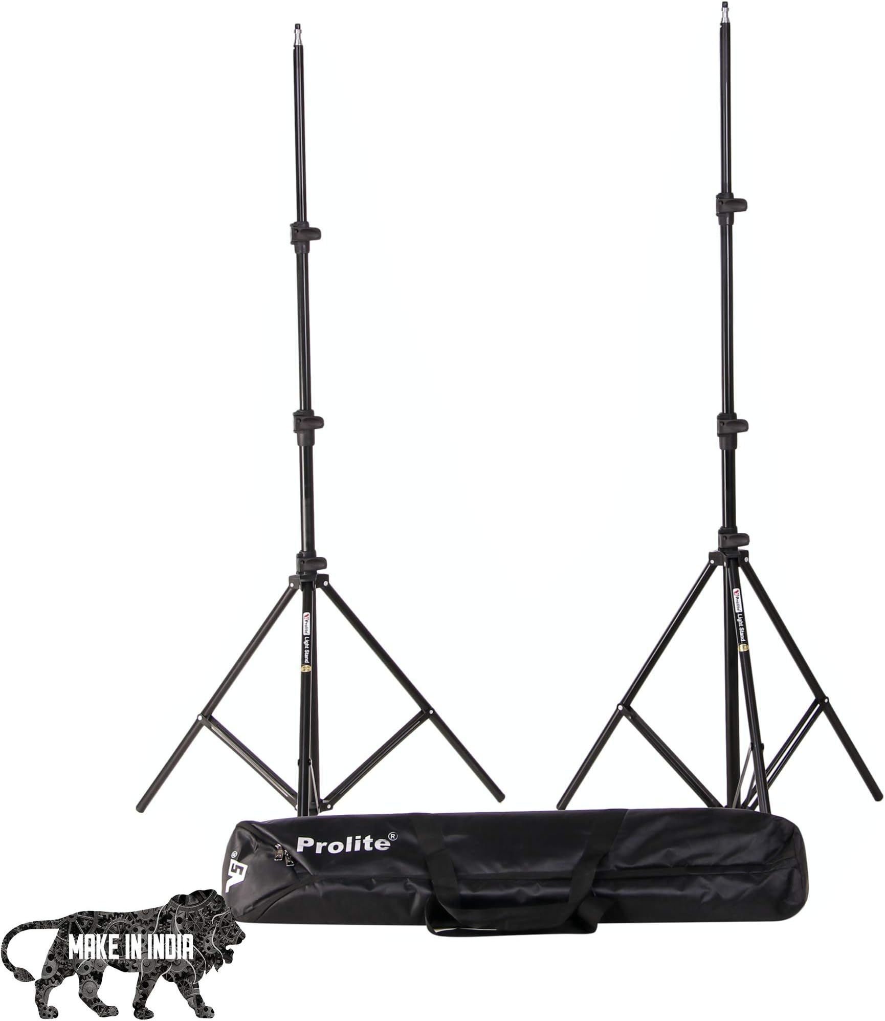 Prolite Light Stand Kit - 9 feet (Pair of 2 Light Stands with Carry Bag) (Portable & Foldable)