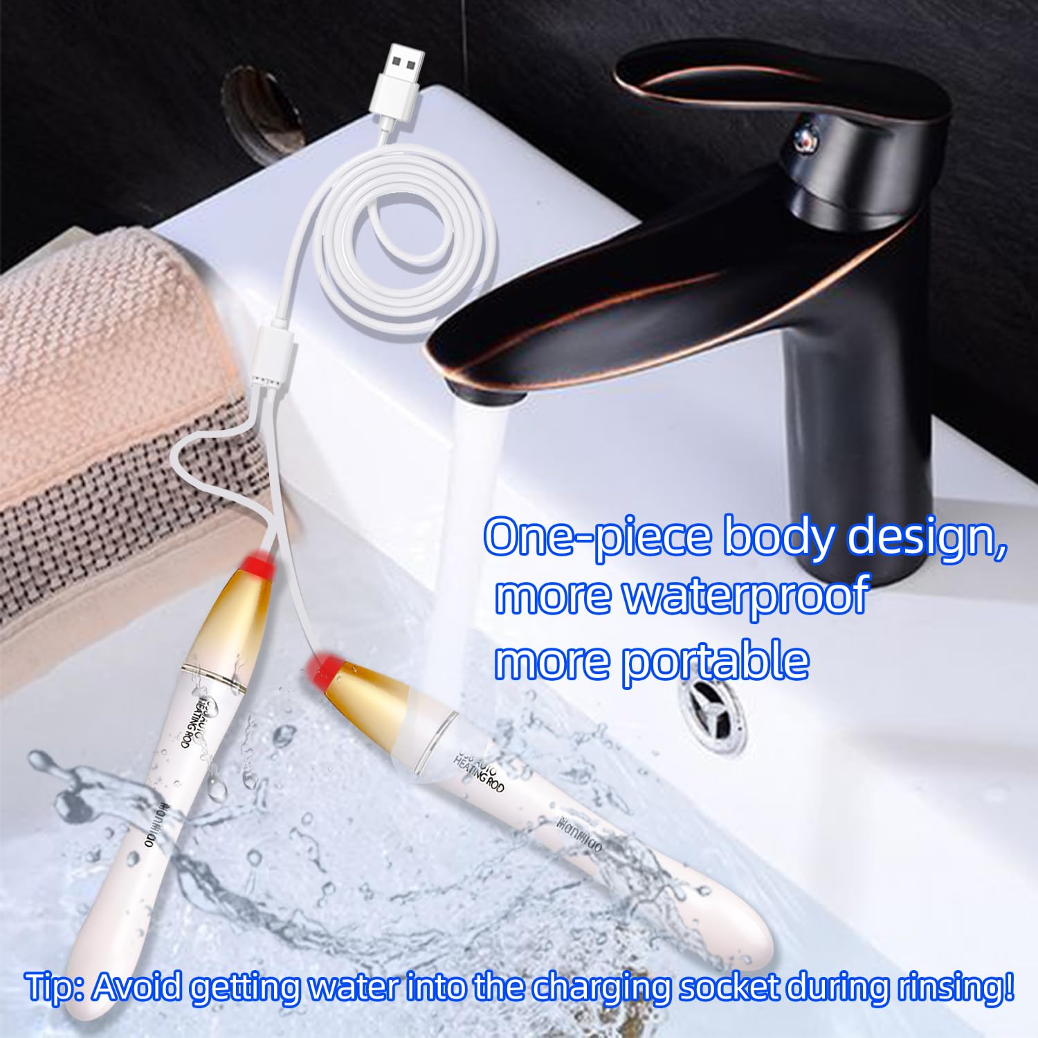 Palo de calefacción de juguete de doble cabeza, indicador LED, calentador de manos USB, calentador de manos USB, control automático, calentamiento rápido, portátil, calefacción al aire libre, té, 5