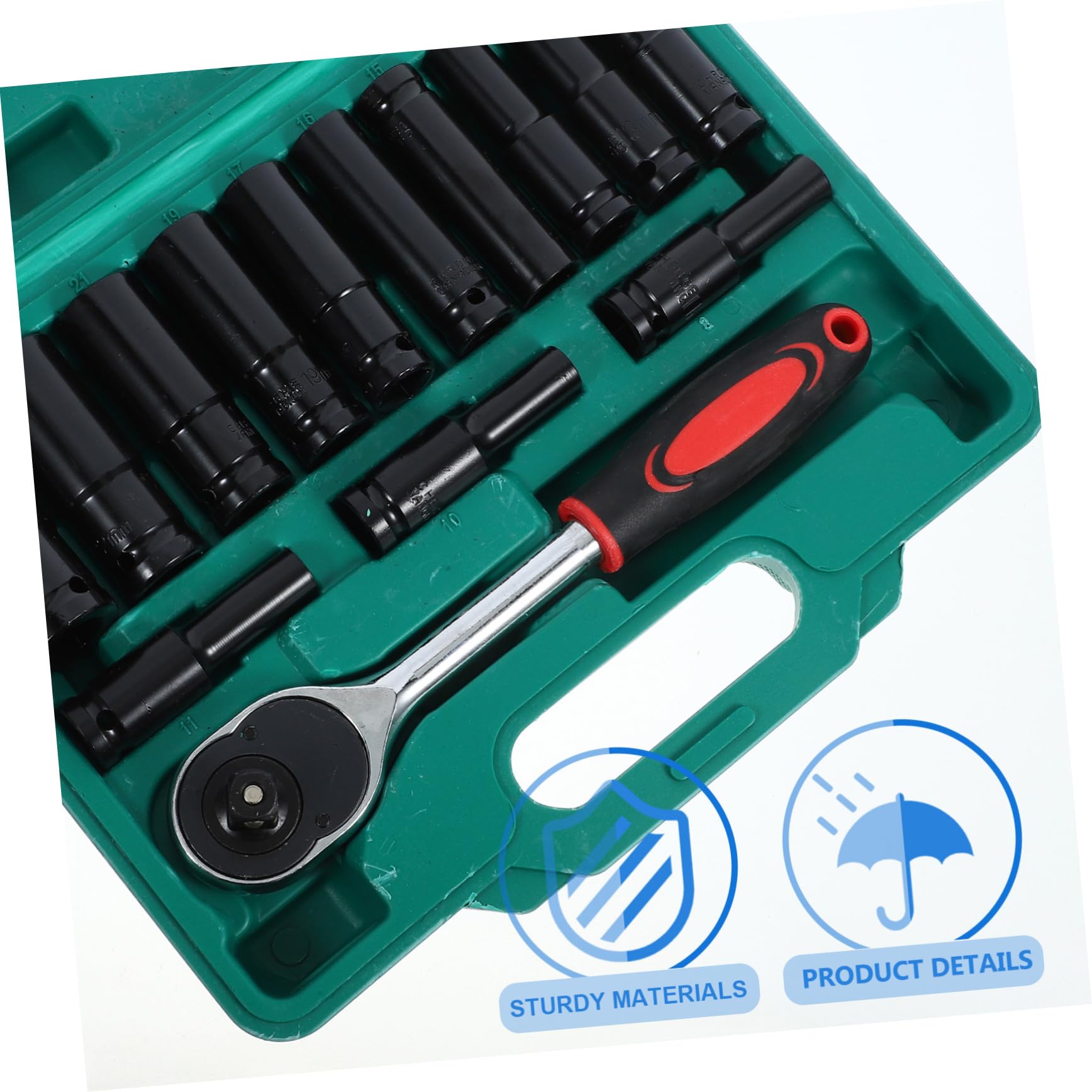 Housoutil Set di Bussole per Avvitatore Elettrico, 14 Pezzi in Acciaio | Verde, in Pp, per Attrezzature Meccaniche e Pneumatici, Supporto per Manutenzione Pneumatici, Set 1