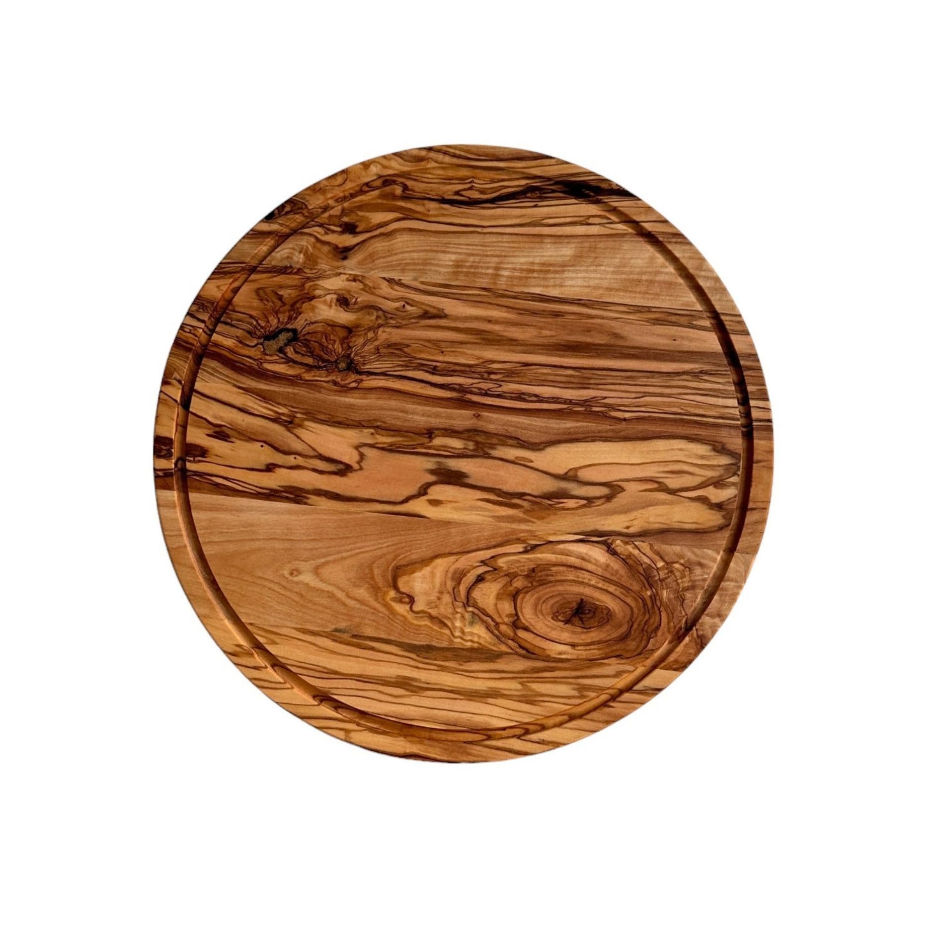 Rundes Pizzabrett aus Olivenholz, rundes Schneidebrett aus Holz (40 cm)