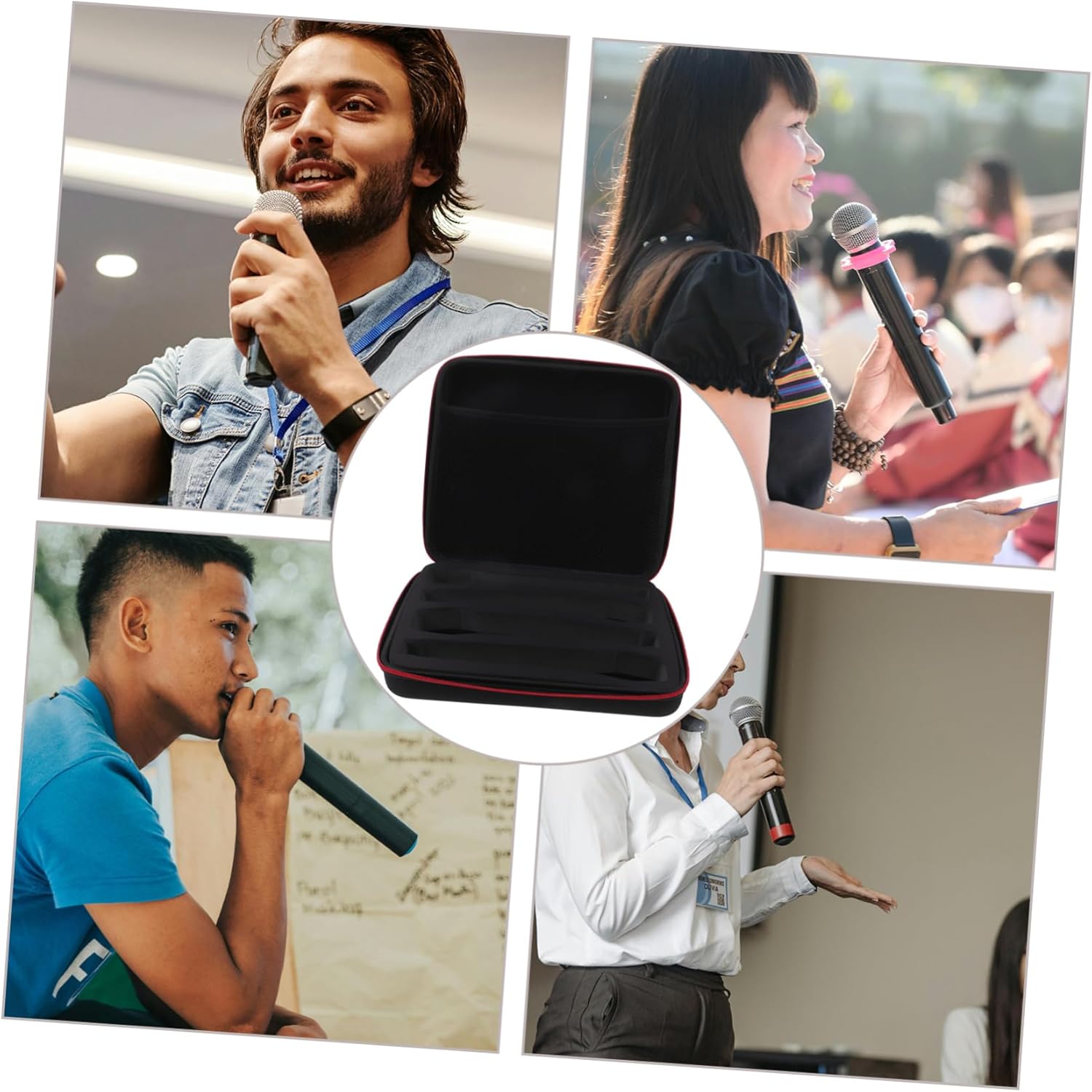 Mic Hardshell Case Compact Microphone Storage Bag Zipper Waterproof for Ktv Events