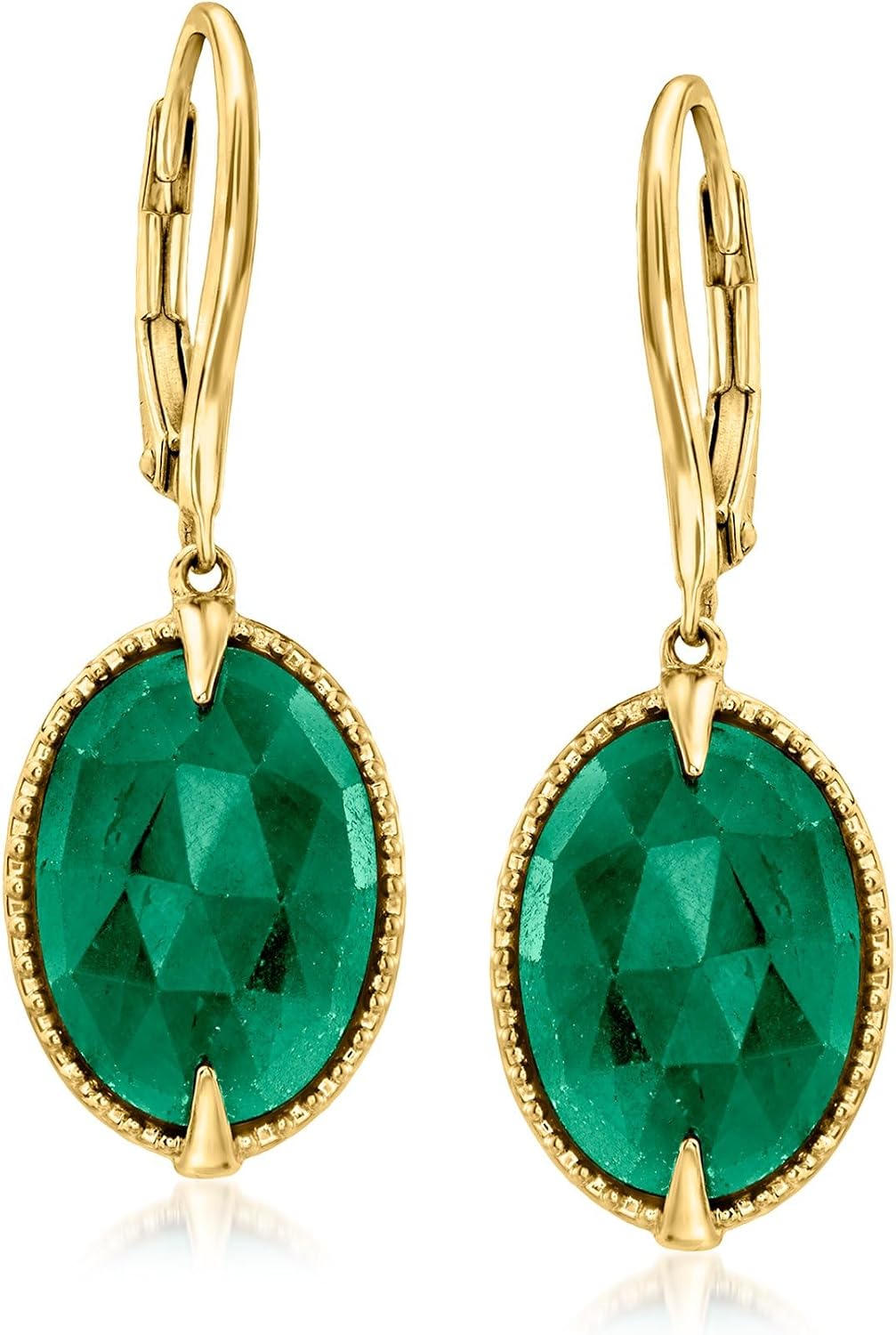 Ross-Simons 10.00 ct. t.w. Emerald Drop Earrings in 18kt Gold Over Sterling