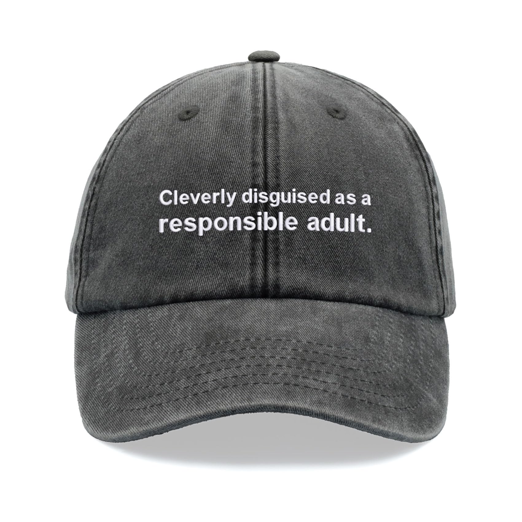 Cleverly Disguised as a Responsible Adult Baseball Cap Vintage Washed Unisex Dad Hat Adjustable Black
