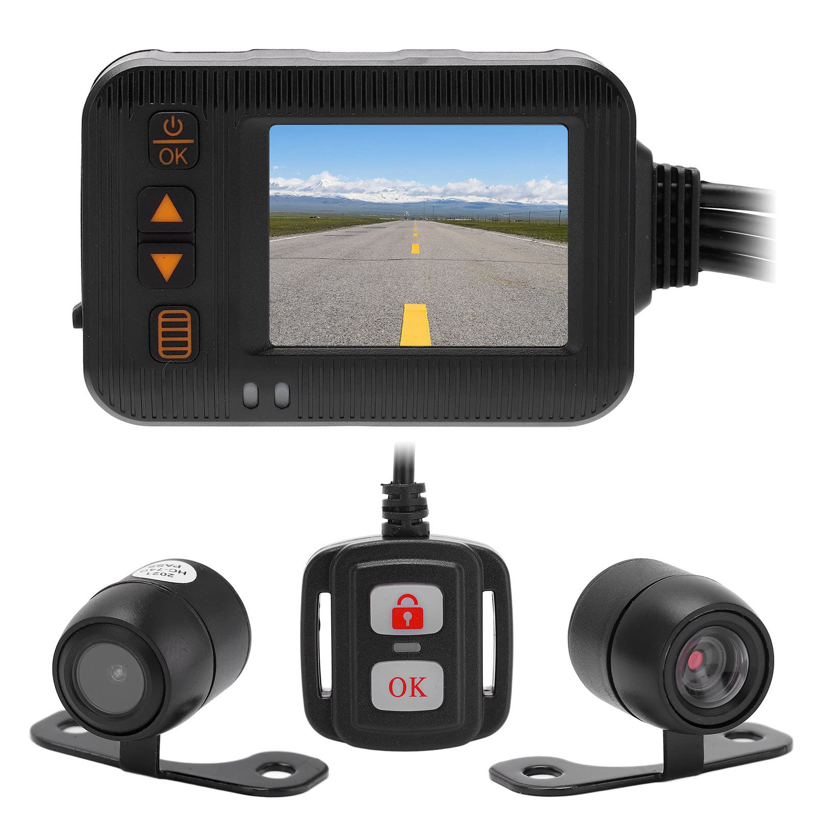 Yctze Kamera na deskę rozdzielczą Motocykla Kamera Przednia i Tylna 1080P + 720P AHD z Dwoma Obiektywami 2-calowy Wyświetlacz IP65 IP67 Odporny na Deszcz Nagrywanie w Pętli Tryb