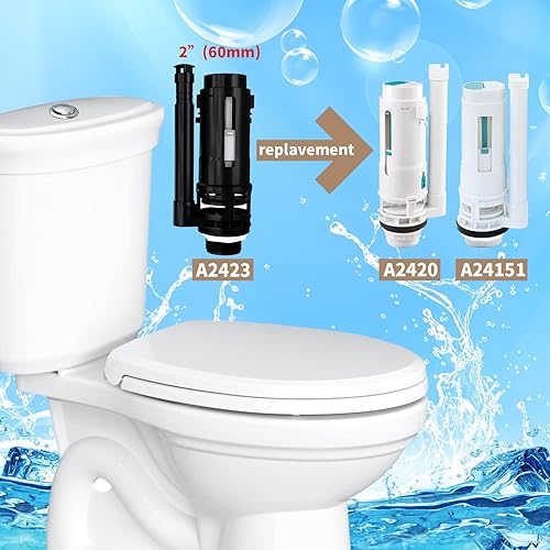 Miniatura 7 de R&T Kit de repuesto para lavabos de inodoro, válvula de llenado de inodoro y válvula de descarga doble de 2 pulgadas