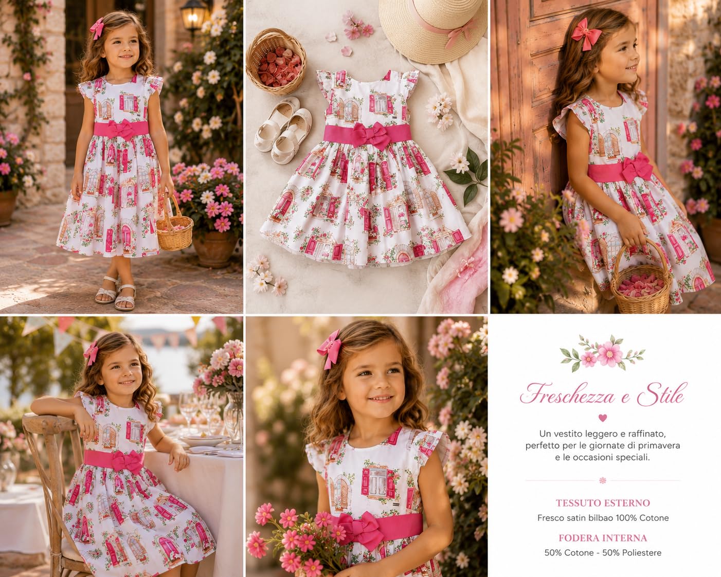 Generico Mayoral Vestito Bambina in Cotone con Stampa e Fiocco Decorativo, 3940