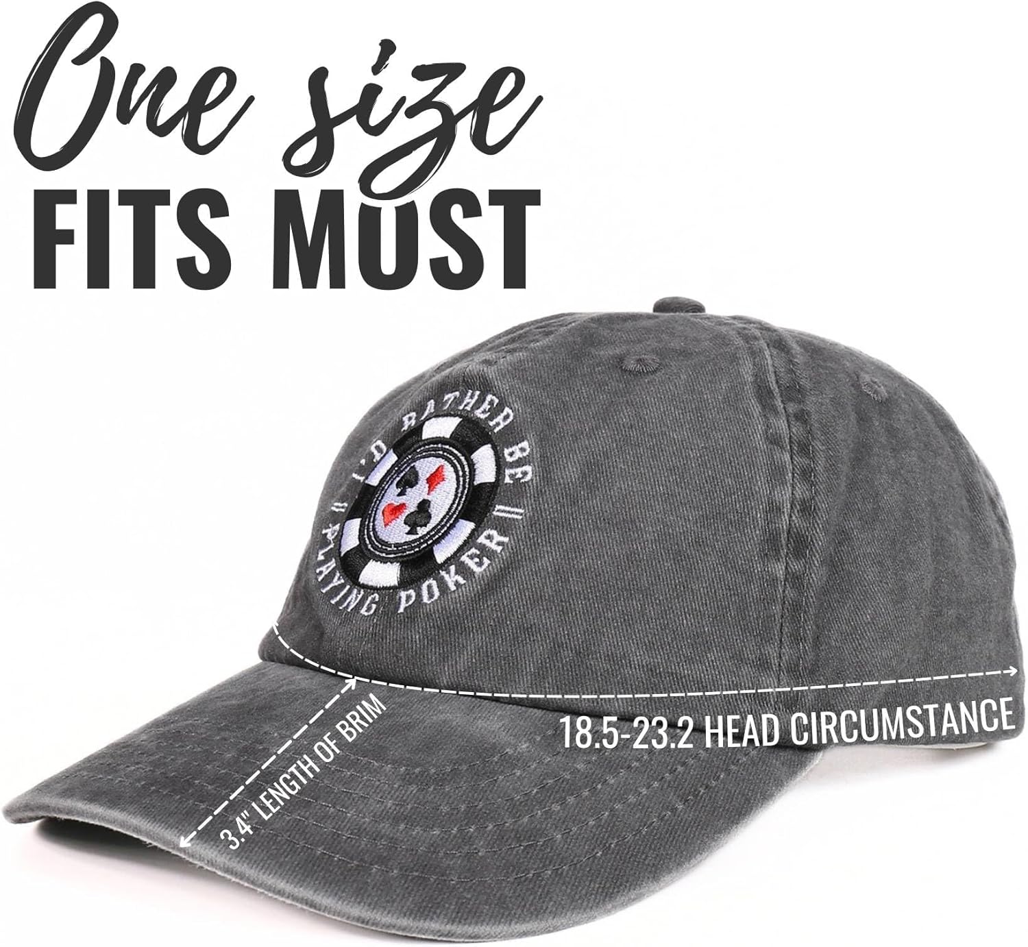 InnoBeta Poker Gifts for Men, Poker Player Gifts, Embroidered Cap, Adjustable Hat Gifts Accessory for Birthday & Christmas Grey - Image 4