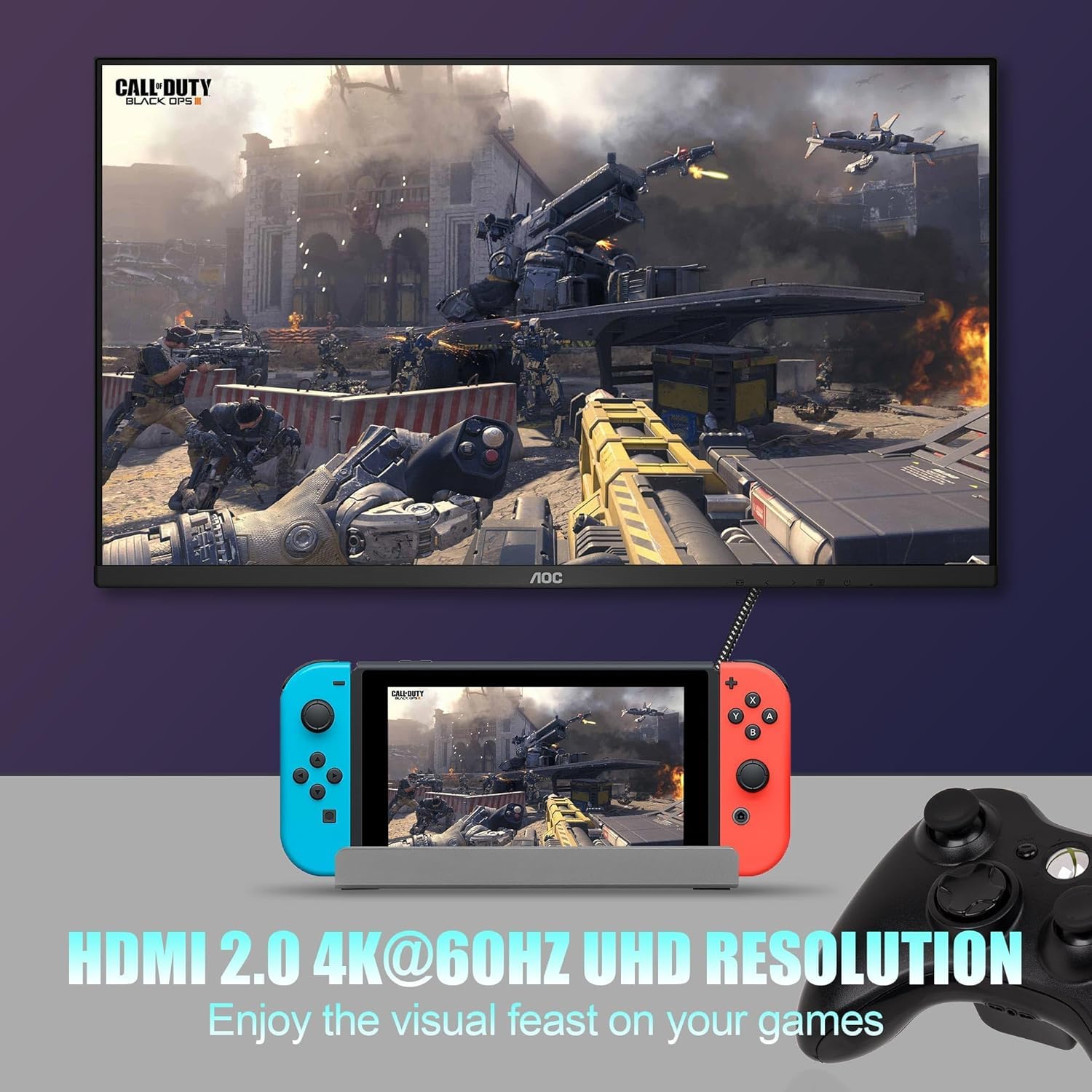 Station d'accueil pour Steam Deck ROG Ally, 6 en 1 Steam Deck Dock avec HDMI 2.0 4K @ 60Hz, Gigabit Ethernet 1000 Mbps, 3 USB-A 3.0 et 100 W Full Speed Charging USB-C Port Compatible avec Valve Steam