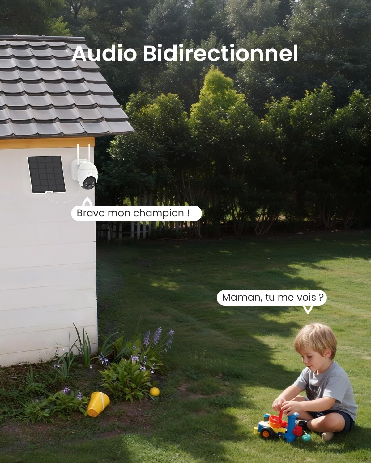 ieGeek 24/7 Enregistrement AOV 2K Camera Surveillance WiFi Exterieure sans Fil Solaire, Suivi Automatique, 360° PTZ, Batterie 9000mAh, 30m Détection Humaine par AI, Alarme Lumineuse et Sonore, S7