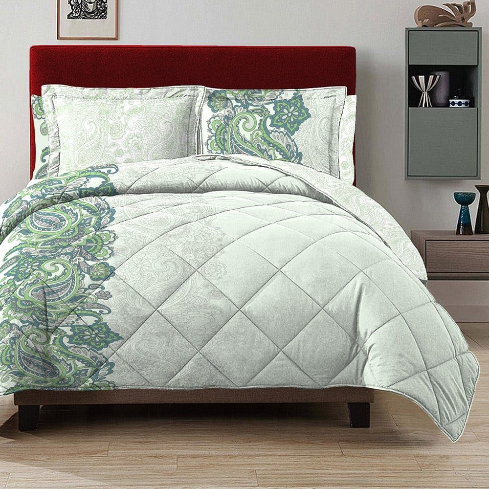 Homes r us Adele 3-Piece Comforter Set, Multicolour – 200TC, 230x220 Cms