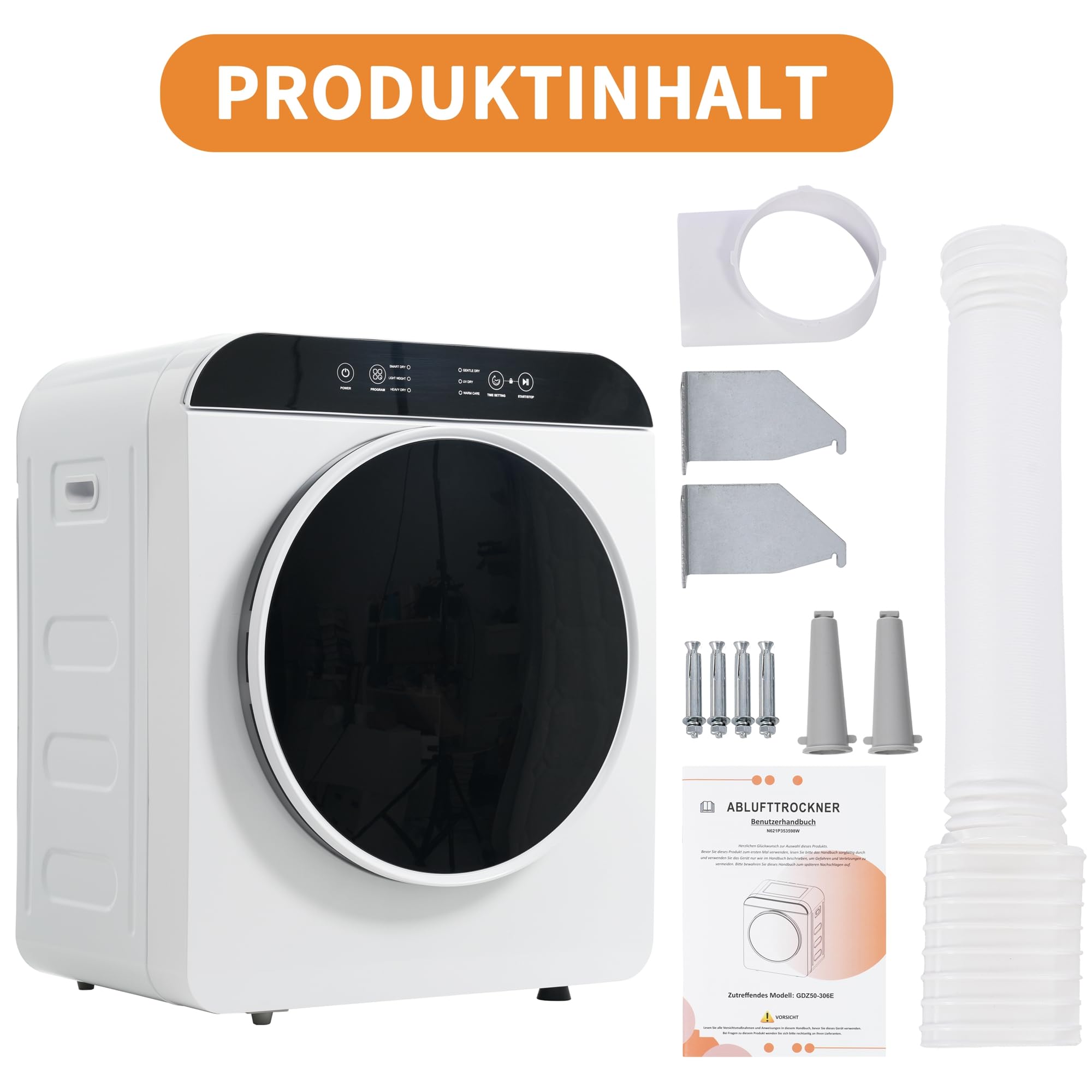 Merax Mini Wäschetrockner 3 kg (bis 4,5 kg) – Abgastrockner mit 6 Programmen, UV- & Hochtemperatur-Sterilisation, Timer 10–180 Min, Kindersicherung, Überhitzungsschutz, Wandmontage, 830 W