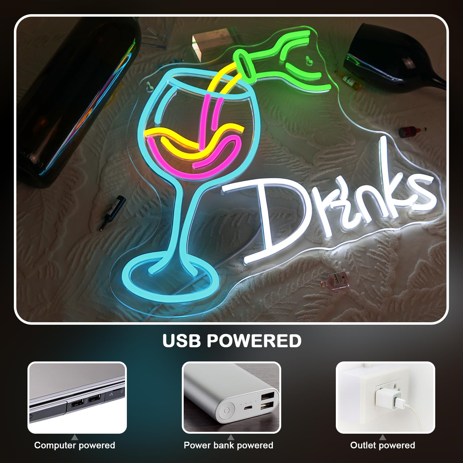 Looklight Neon Light Sign, Neon Bar Sign for Wall Decor Led Signs - Image 3