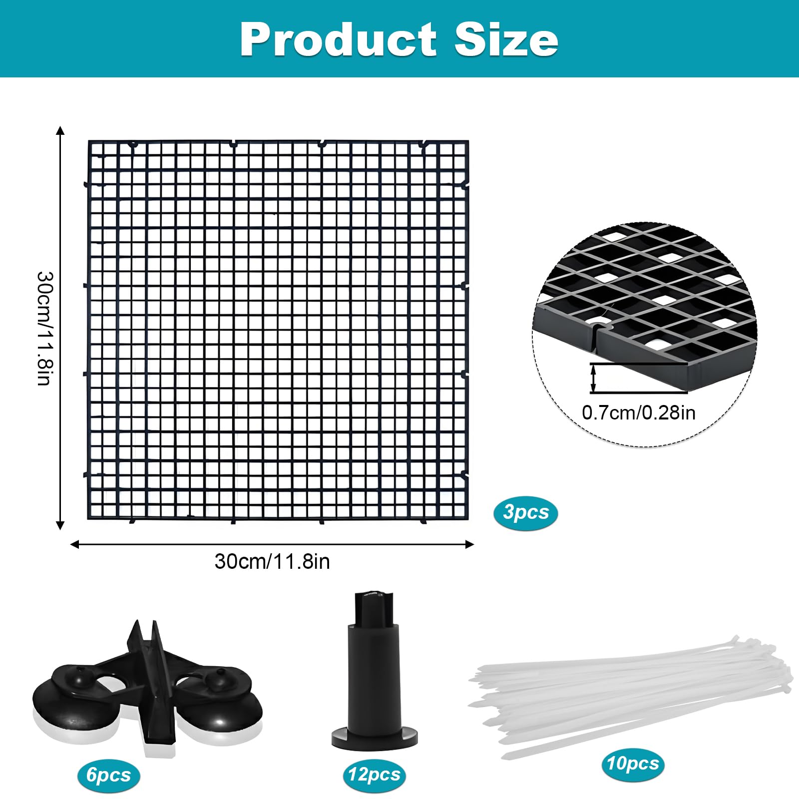 31 Pcs Plastic Egg Crate Set, 11.8"x11.8" Fish Tank Divider for DIY Filtration Bottom Protection & Aquascaping, Black - Image 2