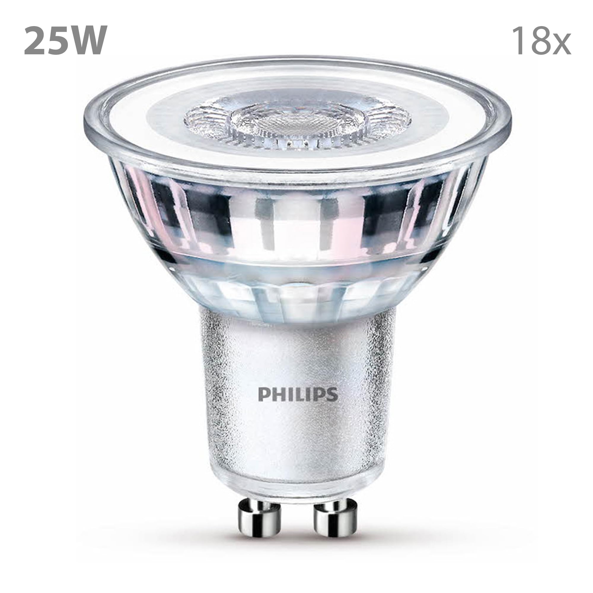 Philips Vorteilspaket - GU10 - LED Spot - 25W - Nicht dimmbar - Warmweißes Licht - Set 18 Stück