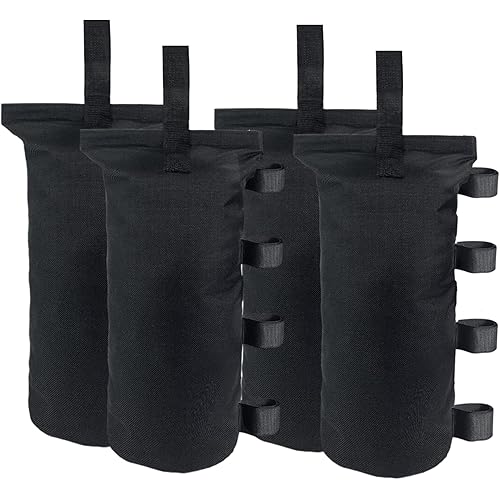 Joramoy Heavy Duty Canopy Weight Bags(150LBS) for Pop up Canopy Tent, Leg Canopy Weights Sand Bags for Instant Outdoor Sun Shelter Canopy/Patio Umbrella,Set of 4, Black(Without Sand)