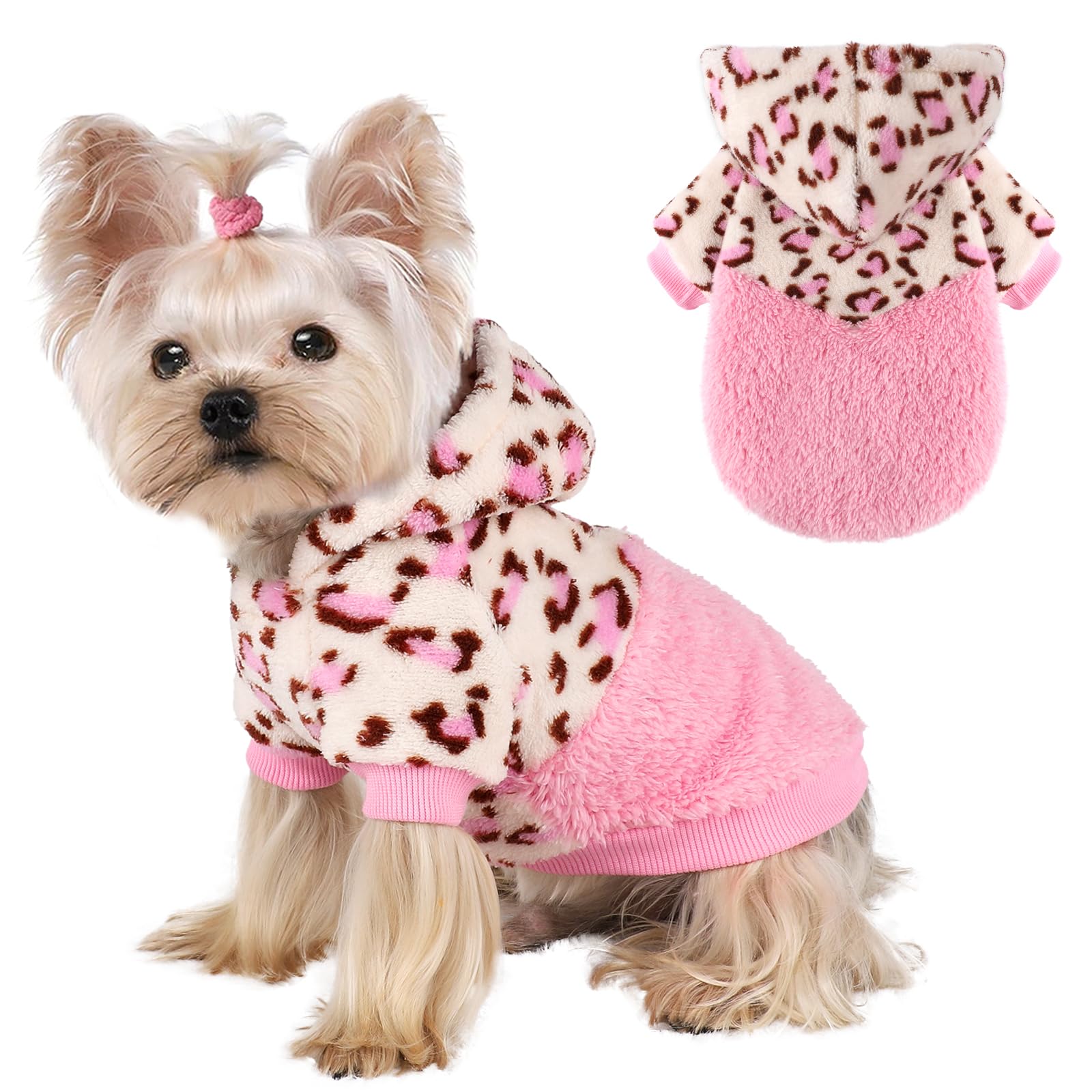 Yikeyo Pink Leopard Dog Sweater