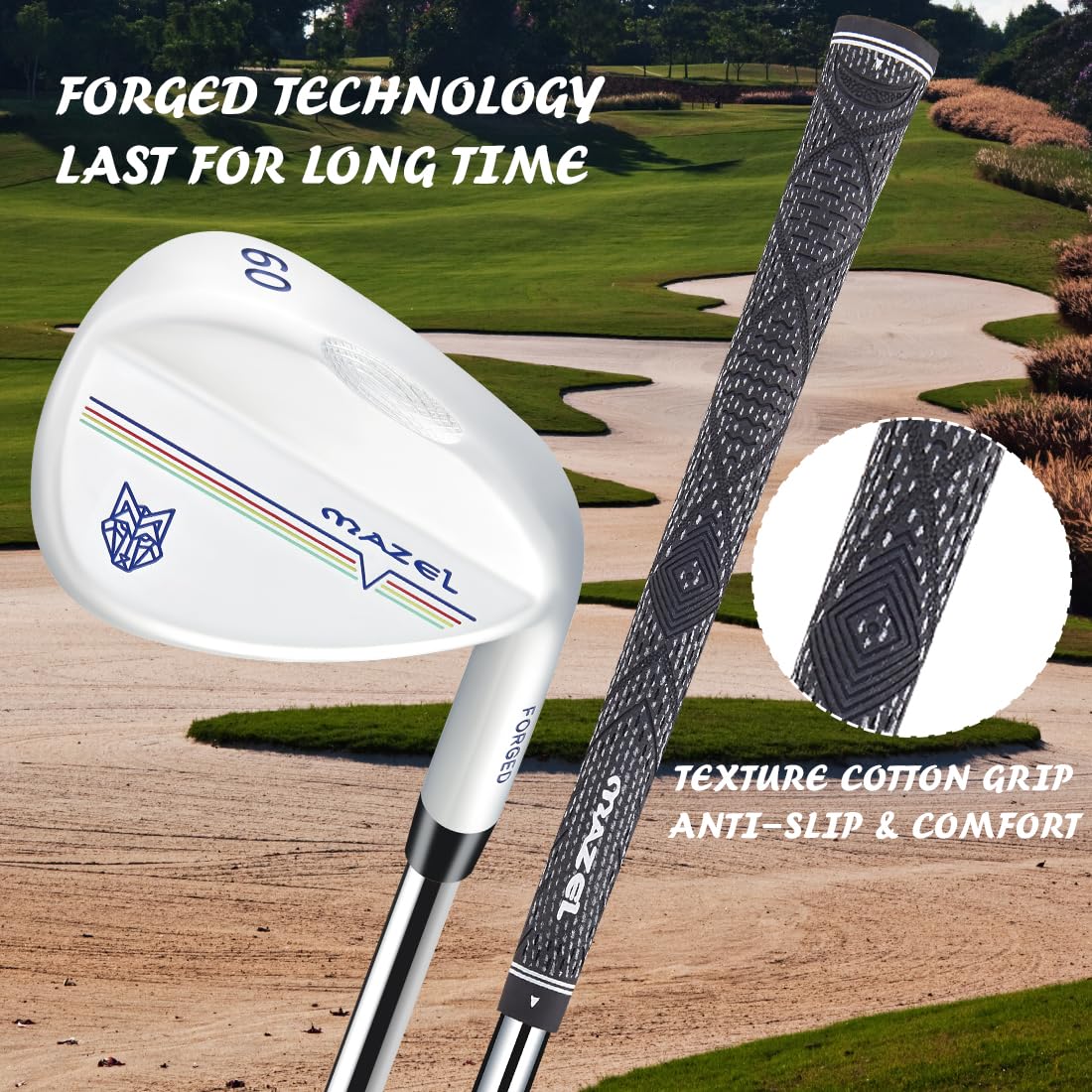 MAZEL Wolf Golfkeile 52 56 60 Grad Sand Wedge Golfschläger für Herren, rechte Hand, breite Sohle und gefrästes Gesicht für Anfänger