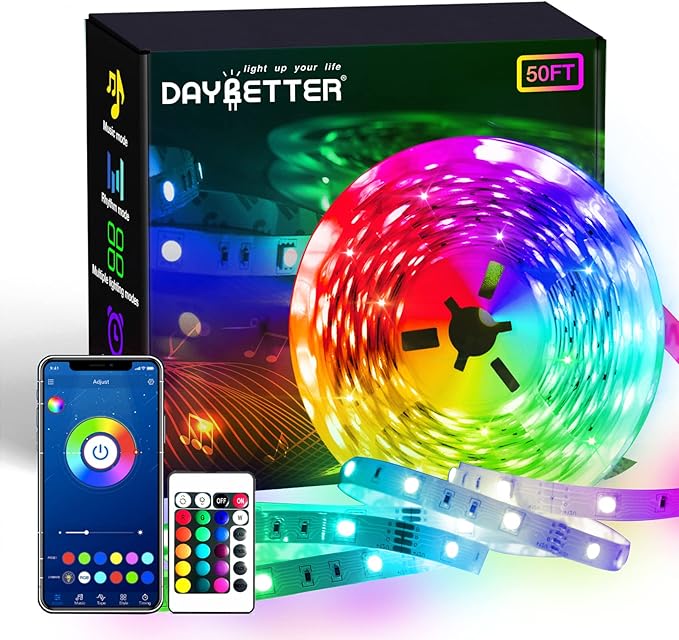 DAYBETTER Led Strip Lights 50ft Smart Light Strips with App Control