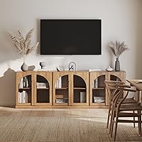 Vista 70 de BELLEZE Aparador Modular Acanalado Buffet con Almacenamiento, Mesa Consola Moderna de Mediados de Siglo con Puertas Arqueadas Simétricas, Elegante