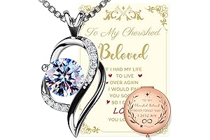 Moissanite Diamond Necklace in Rose Gold with Sentimental Compact Mirror