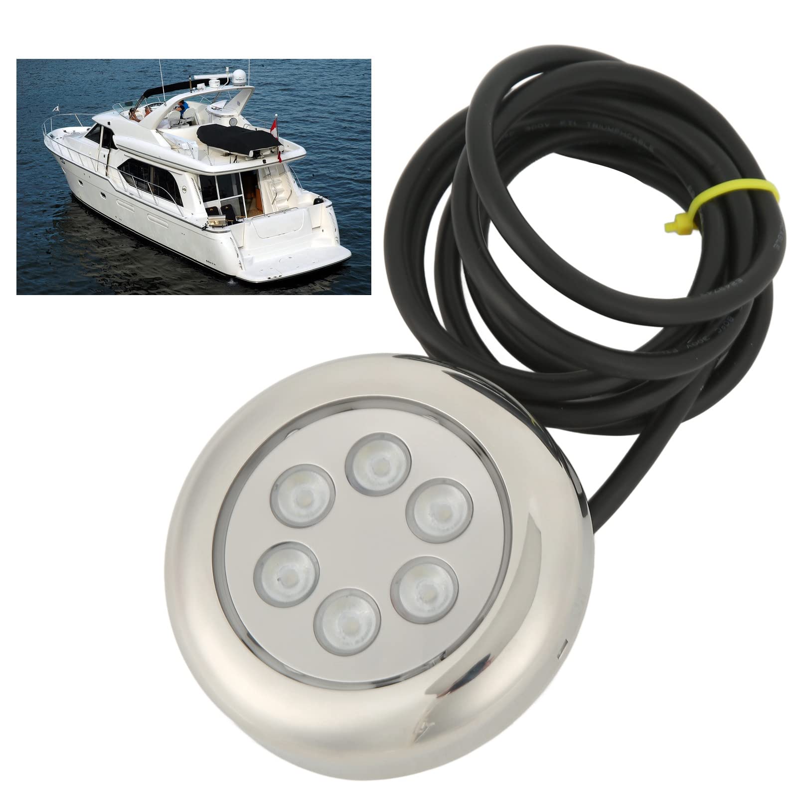 Ausla Luce di Poppa Marina, 12V-24VDC 6 LED Luci per Barche Impermeabili Luci di Navigazione 90 Mm per Pontone Barca Pesca Kayak Barca a Vela Bass Boat Nave (Luce Blu)