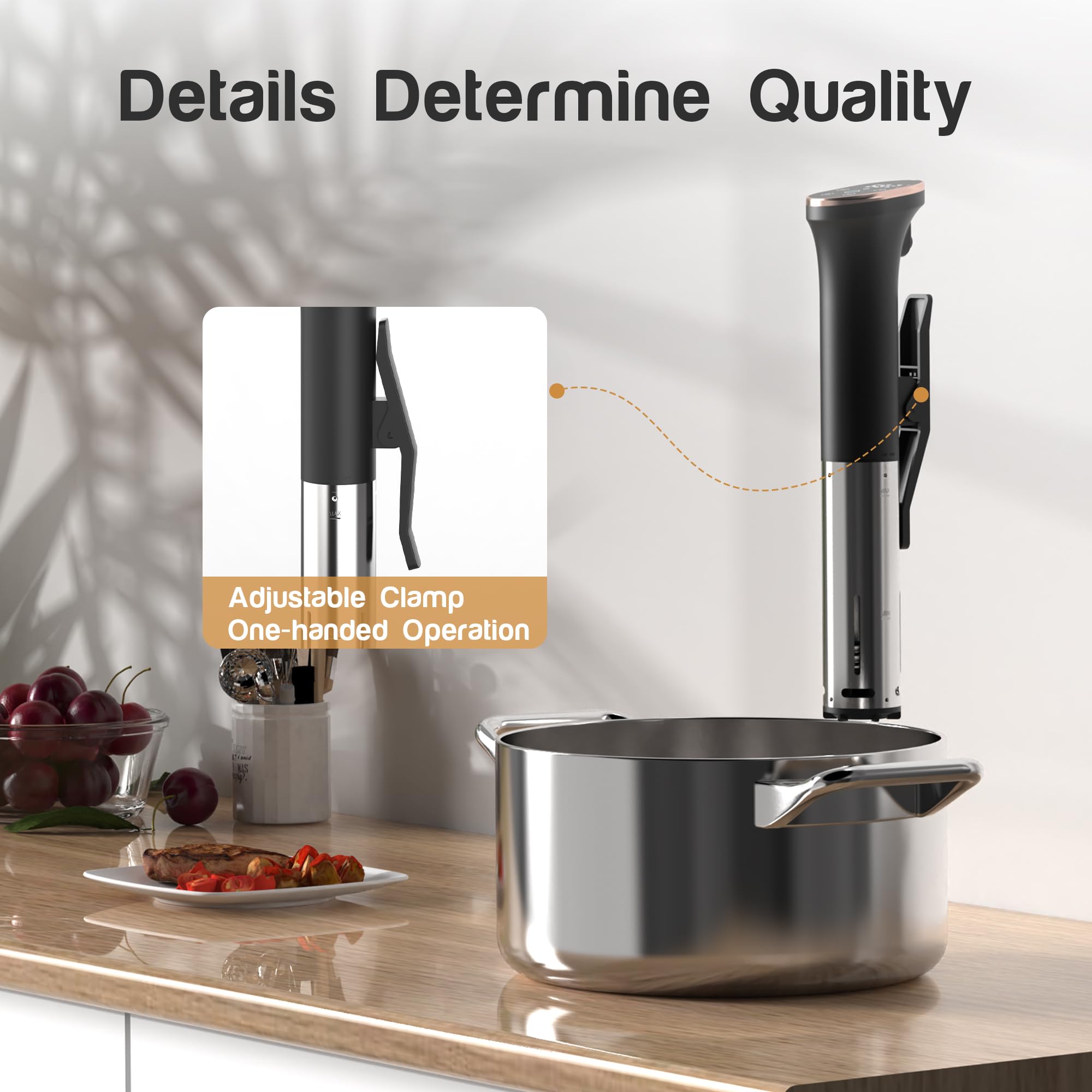 Karinear Thermoplongeur Wi-Fi Cuisson Sous Vide | 1400W Cuiseur Sous Vide | 10-90°C, Minuterie de 1-99 Min | Thermoplongeur Cuisine avec Aimant Sous Vide | Contrôle par Appliacation (Wi-Fi 2,4 G)