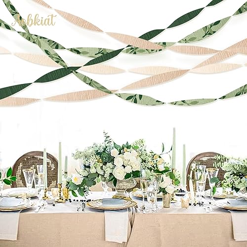 Miniatura 6 de AOBKIAT Decoraciones de fiesta de boda, 8 rollos de serpentinas de papel crepé verde para cumpleaños, compromiso, despedida de soltera, aniversario,