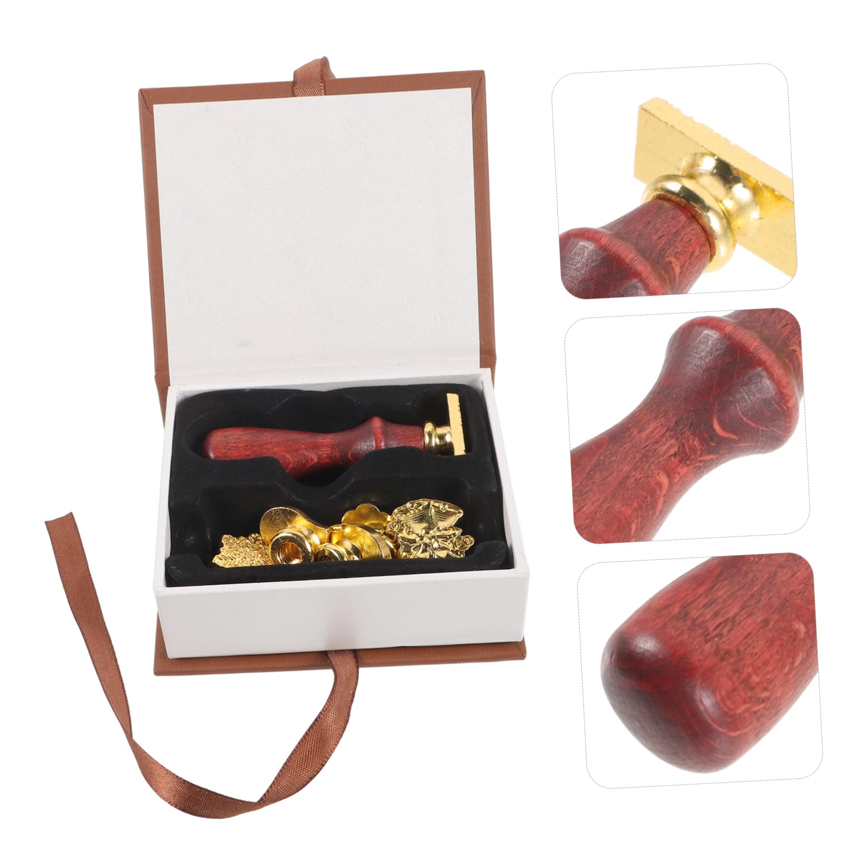 NUOBESTY 5 Sätze Retro Holzgriff Wachs Siegelstempel Set mit Vintage Wachssticks für Einladungen Briefe und Diy Bastelprojekte Elegante Versiegelung für Besondere Anlässe