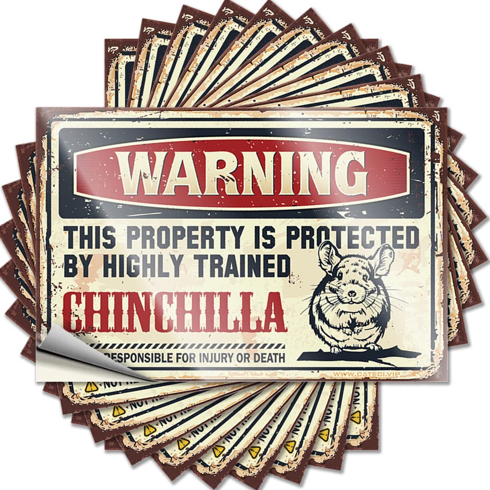 Tattoos Camping Decor for Camper Peel and Stick - Warning This Property is Protected By A Highly Trained Chinchilla Ideas Golden Waterproof Vinyl for Bike(12X18CM)