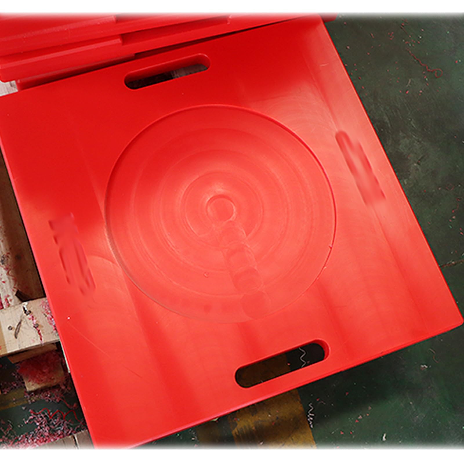 Ausleger-Pad Wagenheber Gummiauflage Jack Pads Quadratische Ausleger-Wagenheber-Auflage Rot, Wohnmobil/Anhänger/Kran-Stabilisierungs-Auflagen Blöcke 1 2 3 4er-Pack, Mit Eingebautem Griff(1 pcs,14x14in