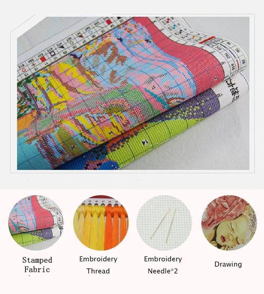 Gofission Pre Printed Cross Stitch Kits London Riverside Big Ben DIY 14 Count Stamped Embroidery Set 10.1x11.3 inch Fabric with Accessories Needlework Home Wall Decor - Image 2