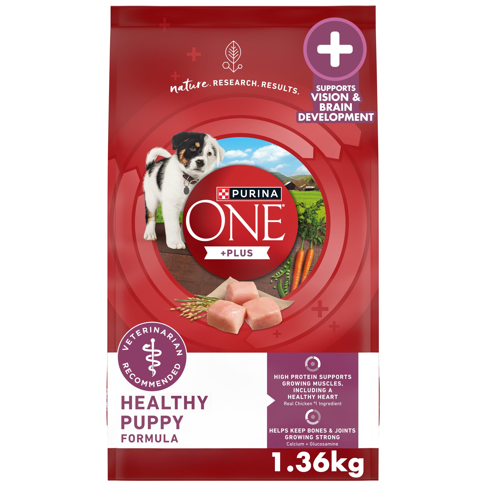 Plus Healthy Puppy Formula High Protein Natural Dry Puppy Food with added vitamins, minerals and nutrients - (1.36kg Bag)