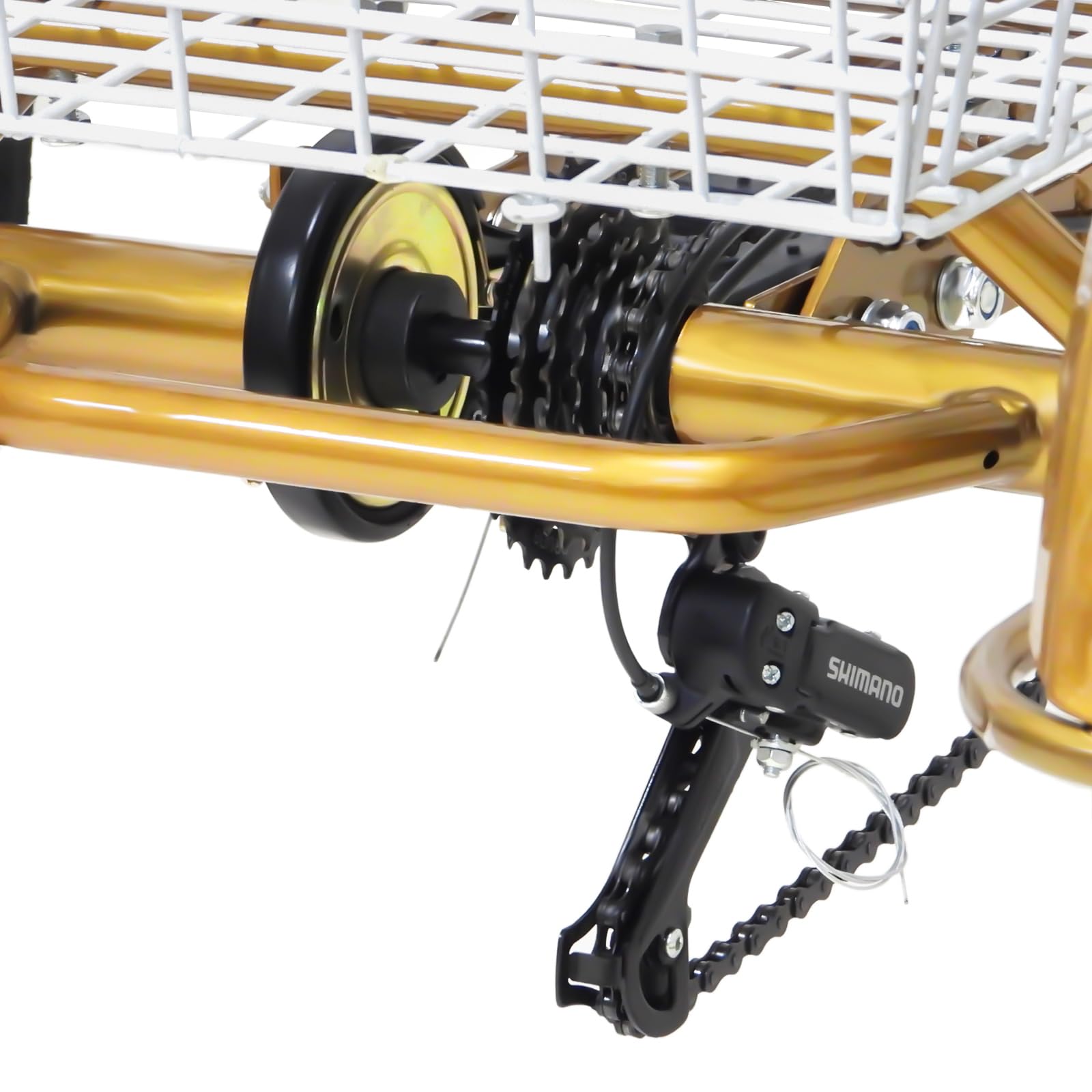 Tricycle de 24 pouces pour adultes, 6 vitesses avec lumière et panier à provisions, tricycle pour adultes seniors, croisière, pour les loisirs, le shopping, les pique-niques, les voyages