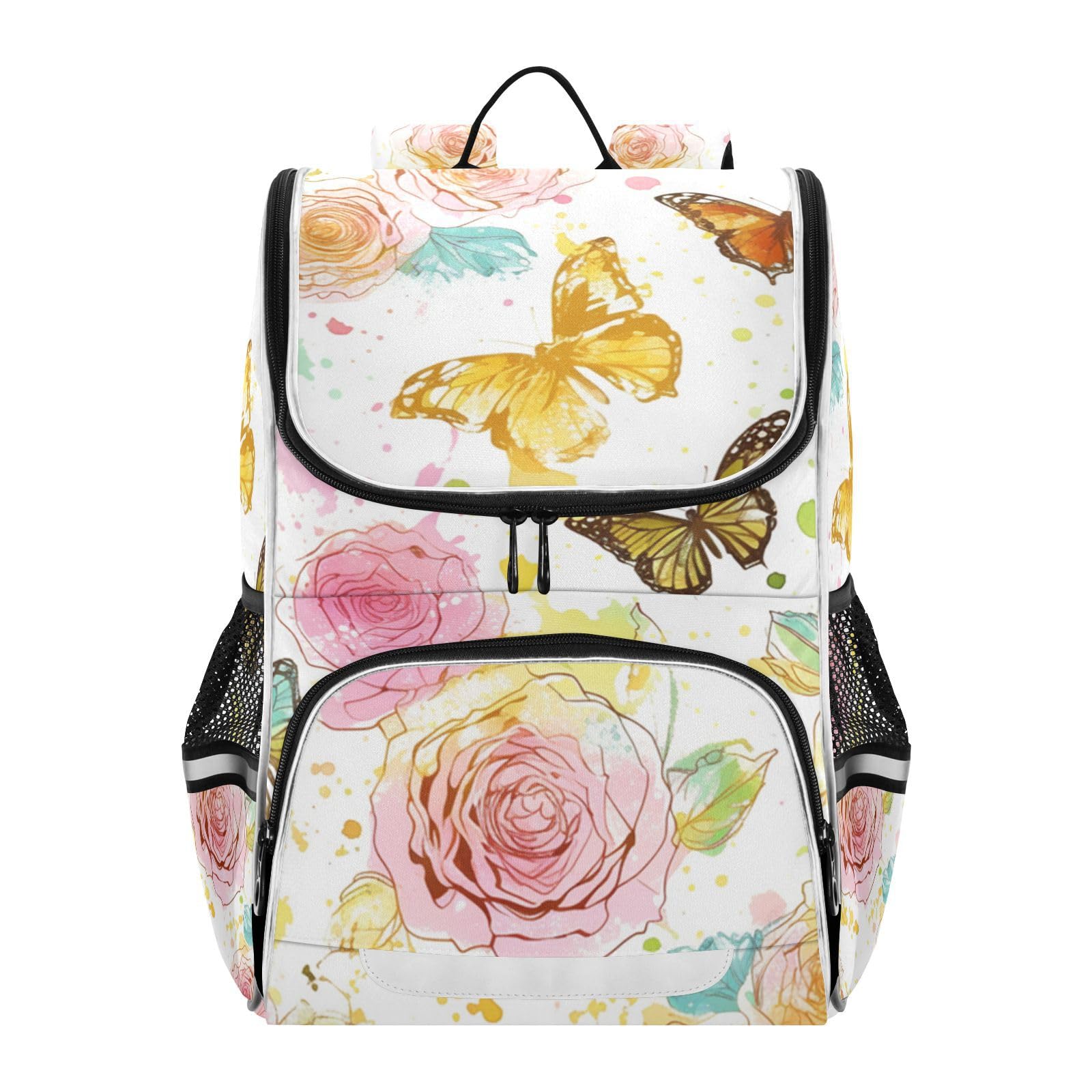 Mochila portátil Daisy Rose con acabados premium y estampado original de mariposa 8