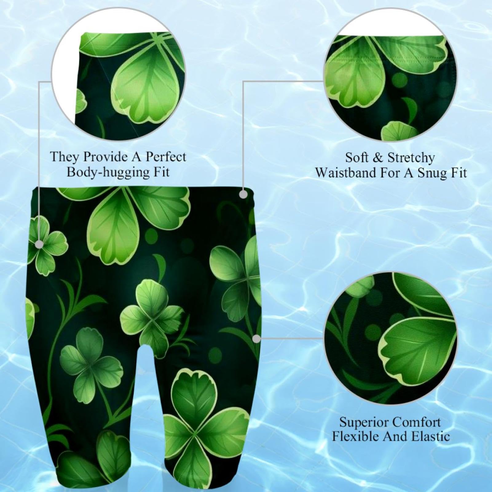 St Patrick's Day Swimsuit for Men & Boys,Competition Lap Swim Suit, Square Leg Endurance Training Multicoloured