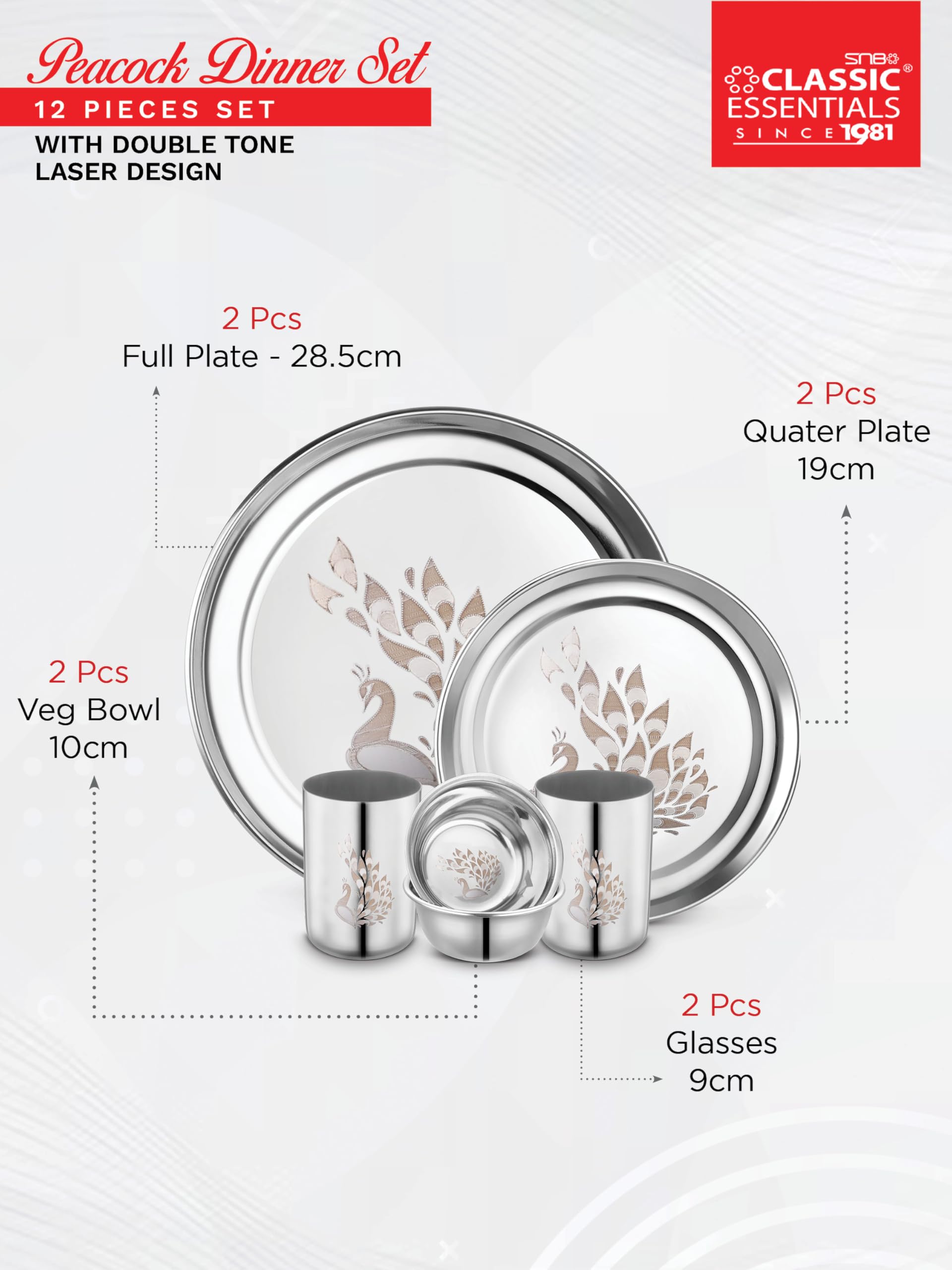 Classic Stainless Steel Dinner Set - Serves 2 -2