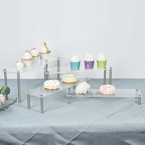 Miniatura 8 de Efavormart - Juego de 4 elevadores acrílicos transparentes, soporte para cupcakes, soporte para postres, varios tamaños