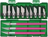 Vista 1 de HARFINGTON 1 juego (13 piezas) de cuchillos de manualidades, 3 cuchillos Hobby Exacto y 10 piezas de 9 tipos de cuchillas de repuesto con caja